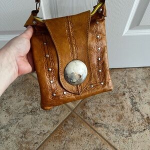 Moroccan pure leather crossbody purse